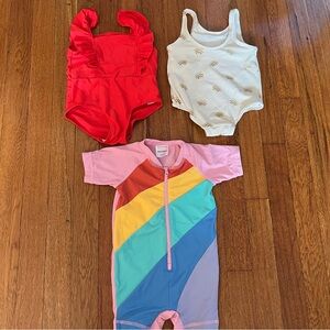 Baby girl swimsuit bundle-lot - Hanna Andersson rainbow/H&M - 6-12 months